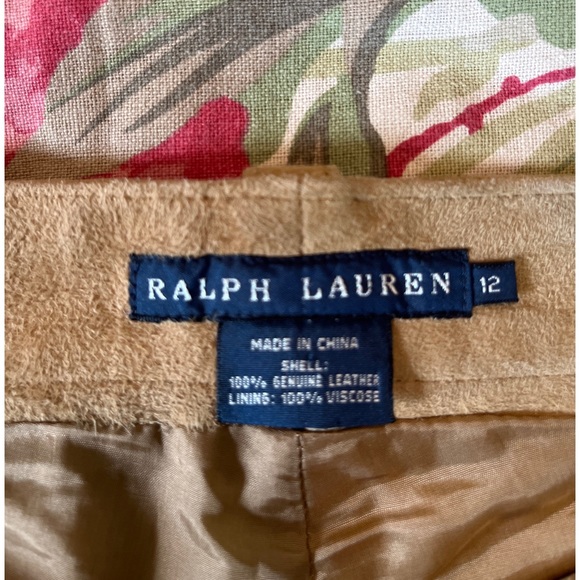 RALPH LAUREN Size 12 Tan Khaki 100% Suede Leather Classic Equestrian Flat-Front - Picture 12 of 16
